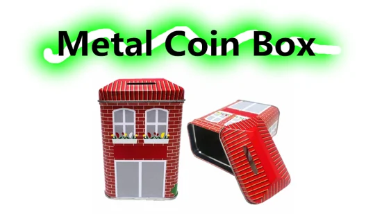 工場カスタムハウス型ブリキボックス金属缶コイン銀行節約ブリキの箱子供用